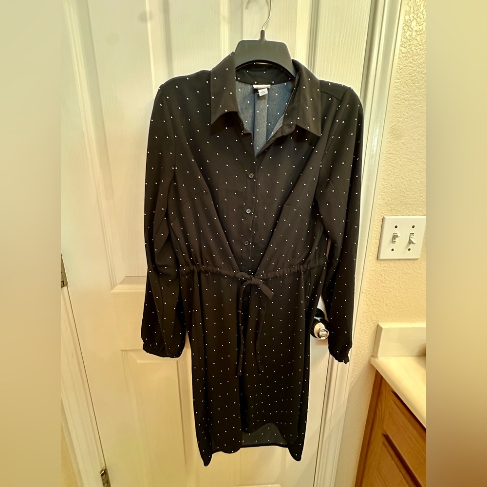 A New Day Black Dress with White Dots